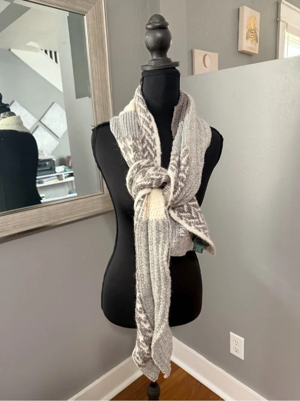 Lauren Ralph Lauren Patchwork Wool Mohair Blend Knit Scarf